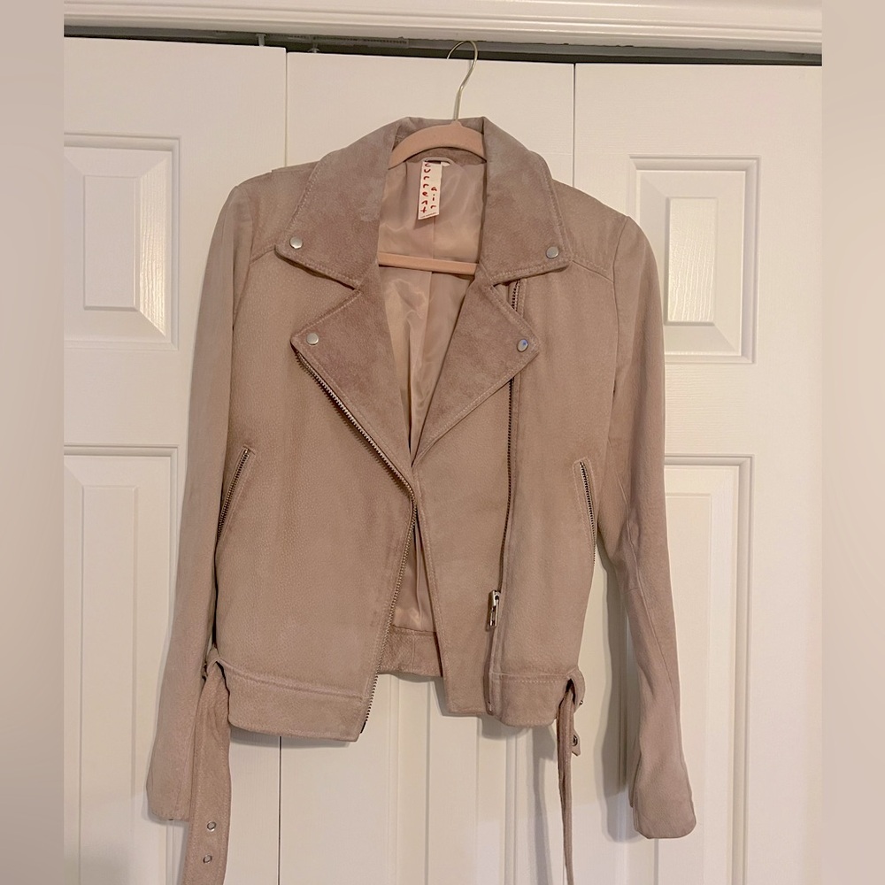 100% suede leather dusty pink jacket